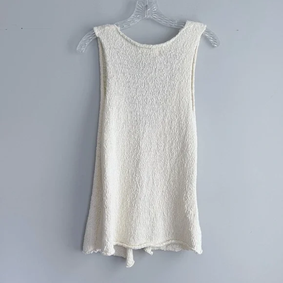 DISSH DION OFF WHITE BOUCLE KNIT VEST M Ivory Textured Boho Minimalist Top - Picture 5 of 12